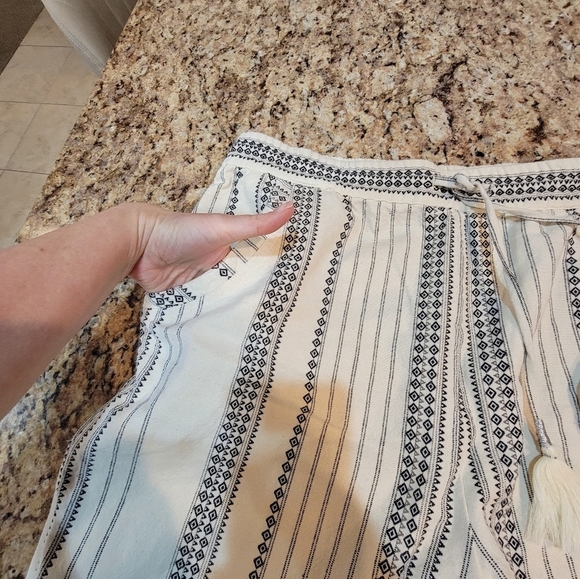 Women's XL Wide Leg Trousers Boho Style, Cotton, New Condition! Ivory + Black - Picture 8 of 13